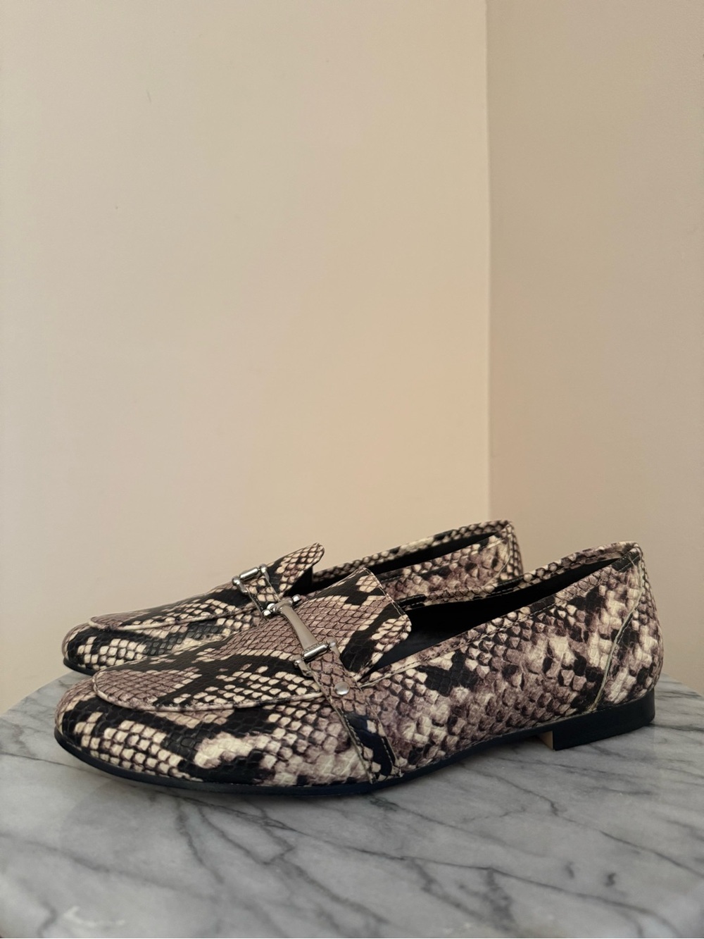 ALDO Snake Print Leather Loafers Women’s Size 9 Horsebit Slip On Flats
